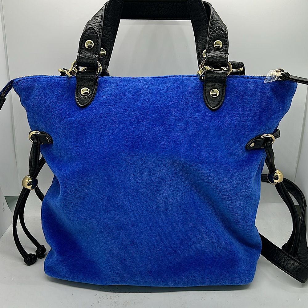 Juicy Couture Y2K Vintage Blue/Pink Glitter Velvet Tote Handbag Purse 👛 👛 - Picture 2 of 9